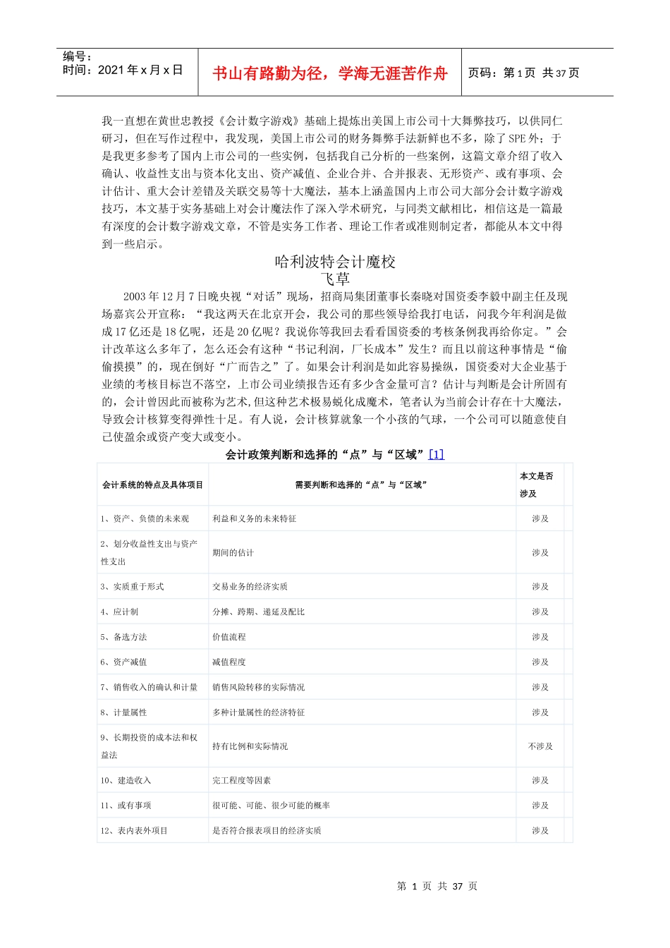 会计十大魔方—夏草财务造假分析总结_第1页