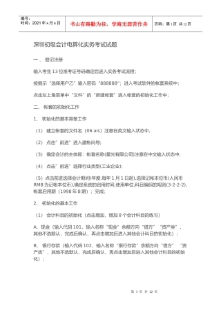 XXXX年会计电算化实操