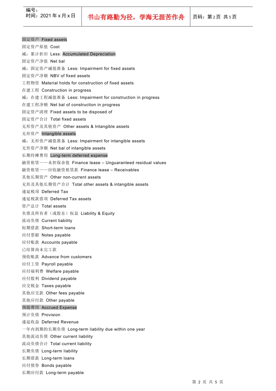 企业英文会计报表_第2页