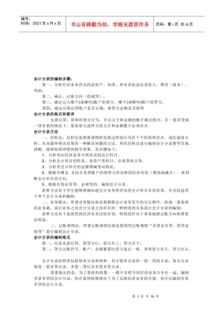 会计分录的编制步骤、格式和要求