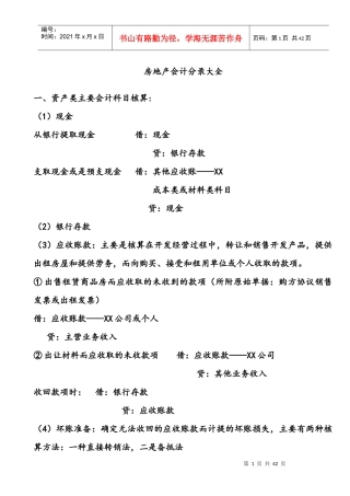 房地产会计分录大全