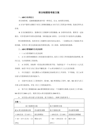 积分制绩效考核方案
