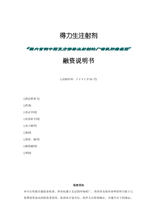 北京某公司融资说明书(doc 17页)