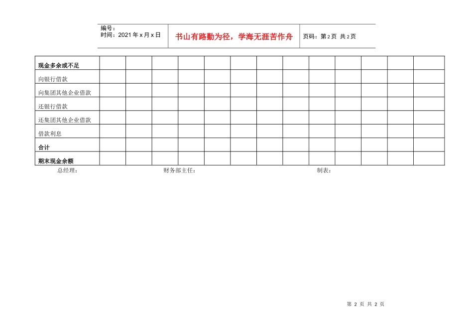 房地产现金预算表_第2页