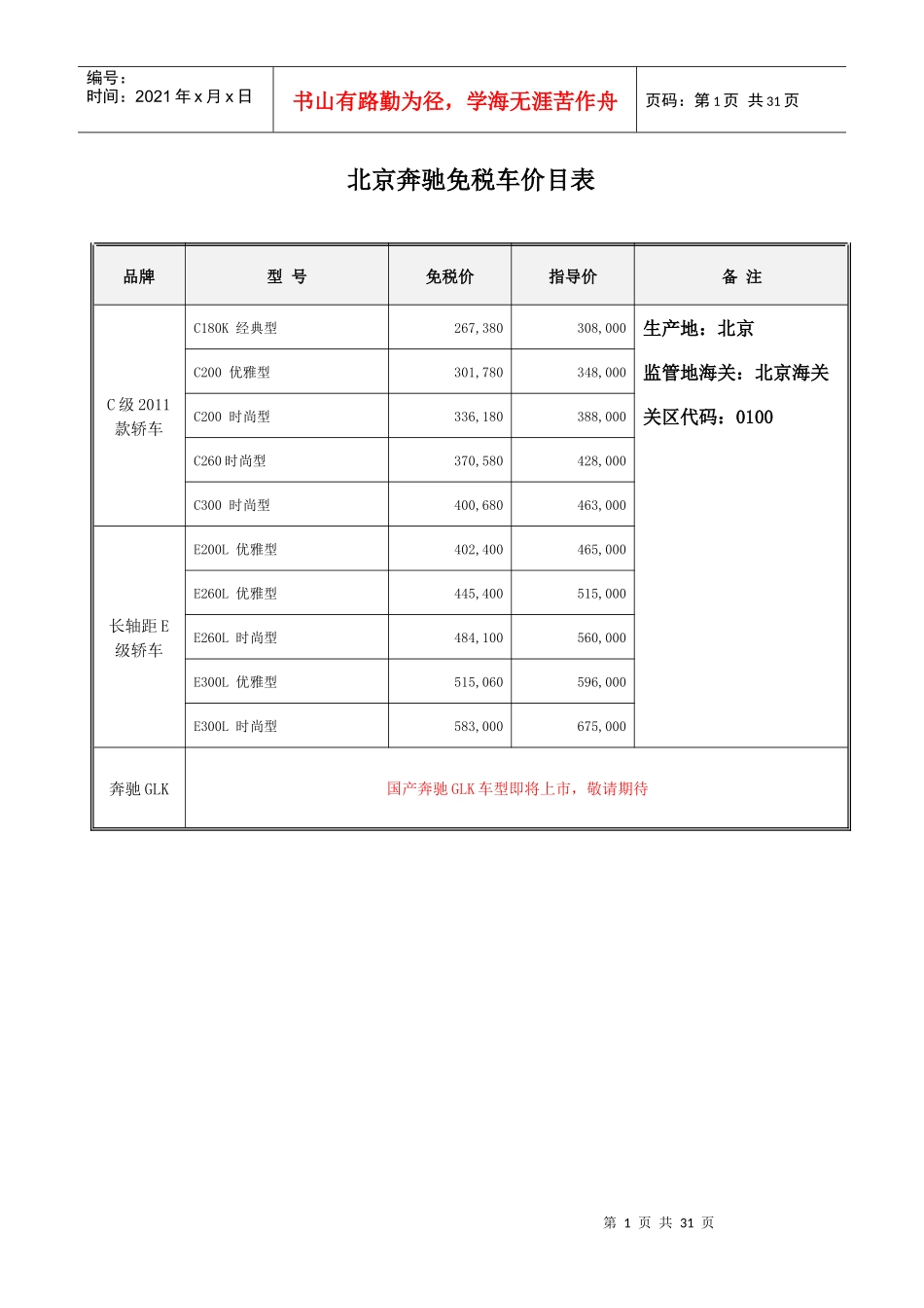 留学生免税车目录_第1页