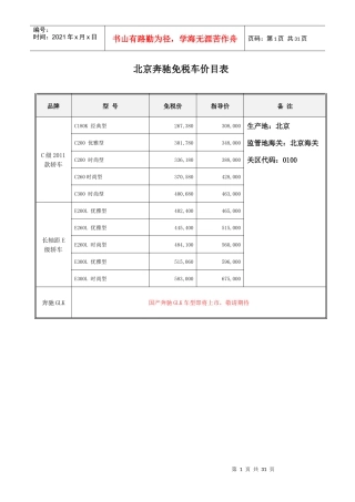 留学生免税车目录