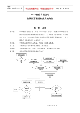 业绩股票激励制度实施细则