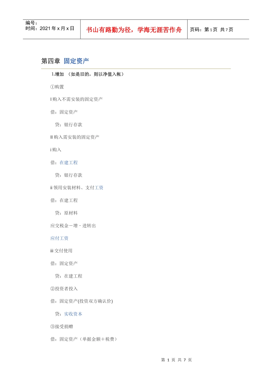 常用会计分录大全 第四章 固定资产_第1页