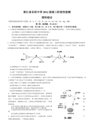 浙江省东阳中学2012届高三阶段性检测 理科综合