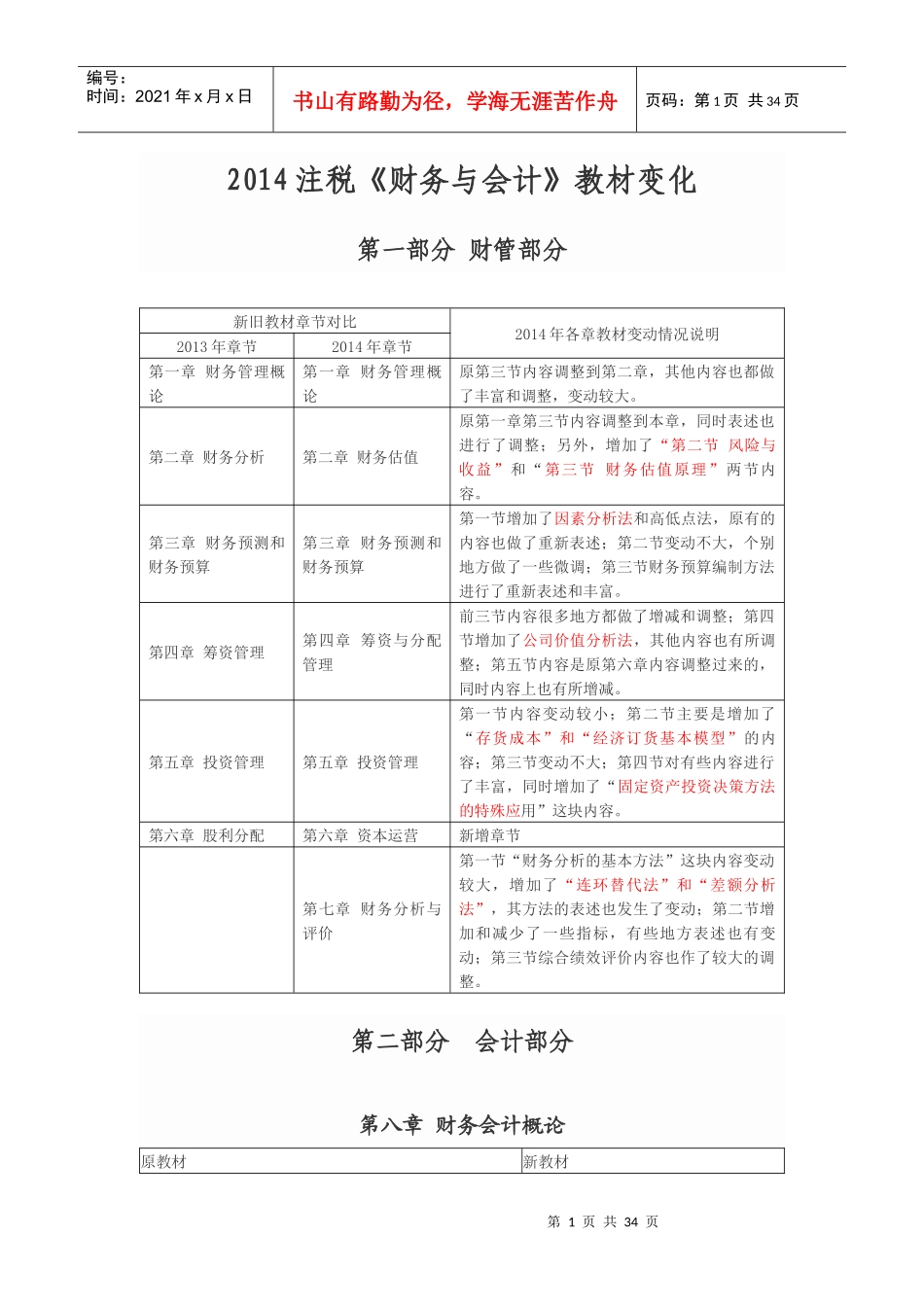 XXXX注税《财务与会计》教材变化_第1页