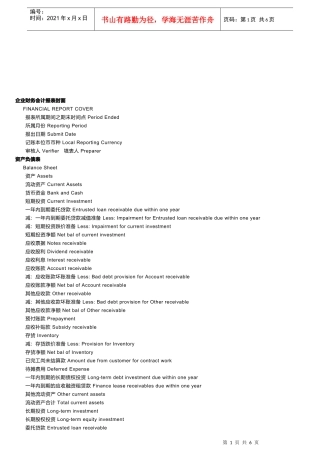 企业财务会计报表与资产负债表