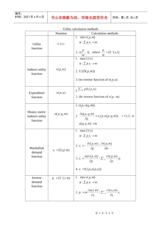 高级微观经济学公式总结Calculation methods and examples