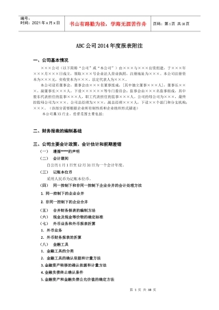 会计报表附注模板