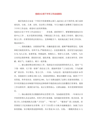 党政办公室下半年工作总结报告 