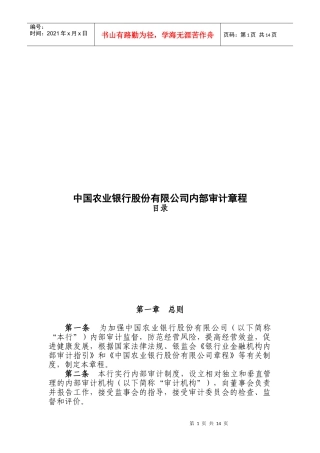 中国某银行内部审计章程