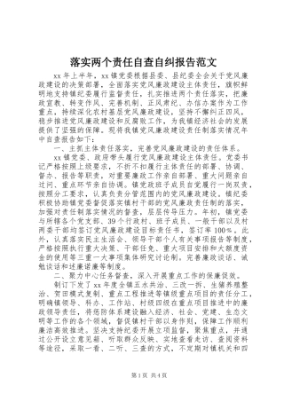 落实两个责任自查自纠报告范文