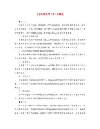 大学生团支书工作计划模板 