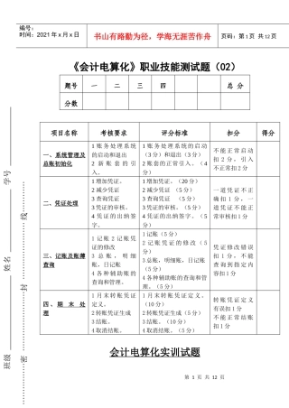 财务会计与电算化管理知识测试题