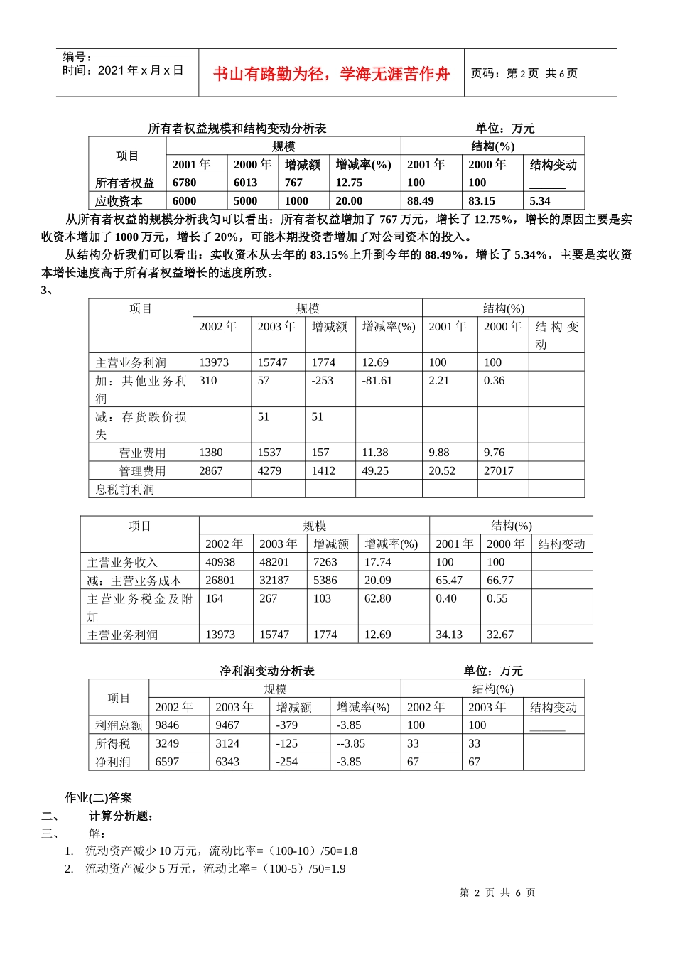 财务报表分析形成性考核答案_第2页