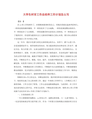 大学生村官工作总结和工作计划怎么写 