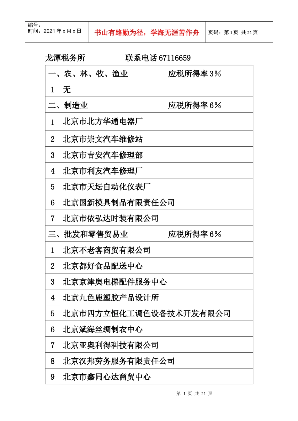 龙潭税务所联系电话67116659_第1页