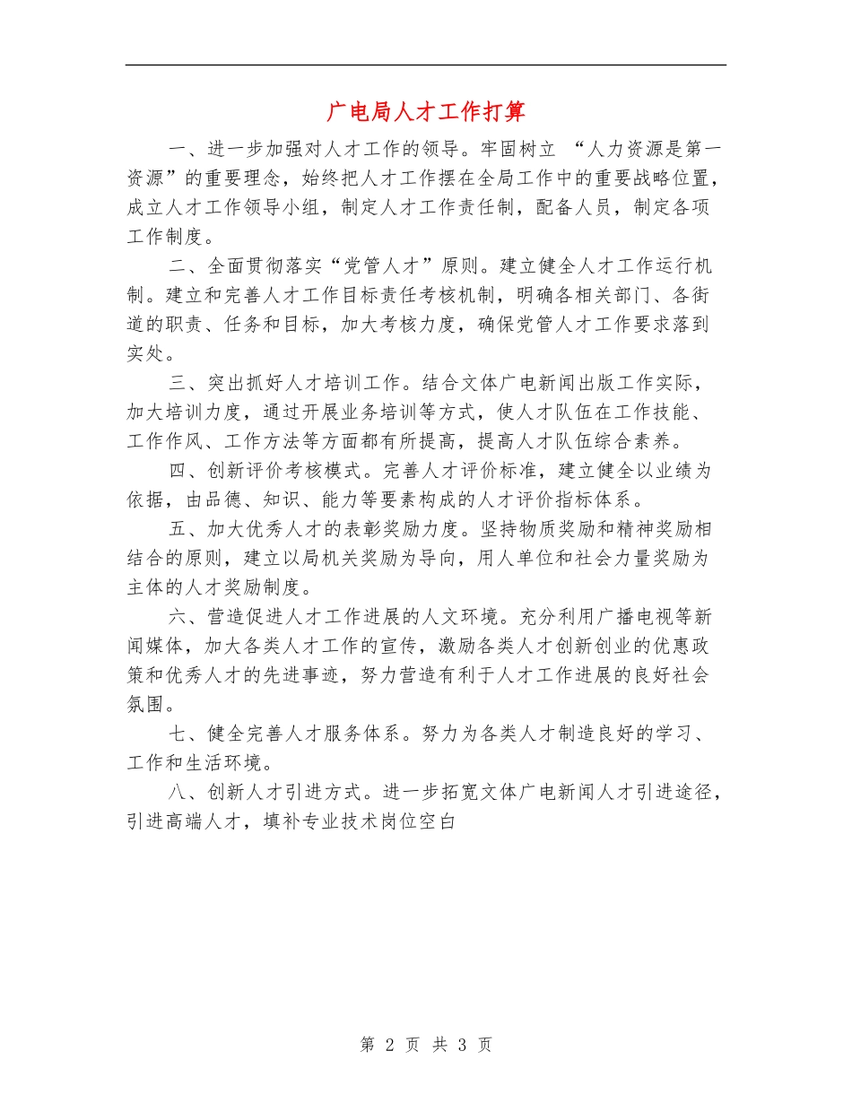 广电局人才工作打算_第2页
