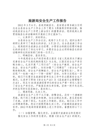 旅游局安全生产工作报告