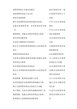 预算管理的行为观与模式