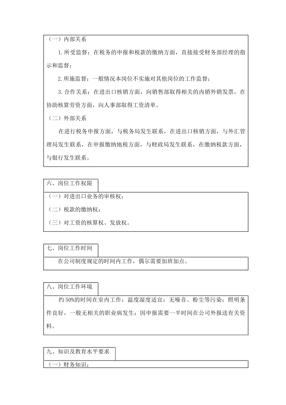 某企业税务会计岗位职务说明_第3页