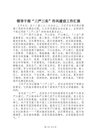 领导干部“三严三实”作风建设工作汇报
