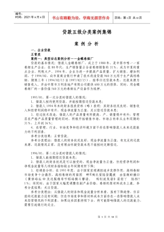 贷款五级分类案例集锦