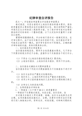 纪律审查自评报告