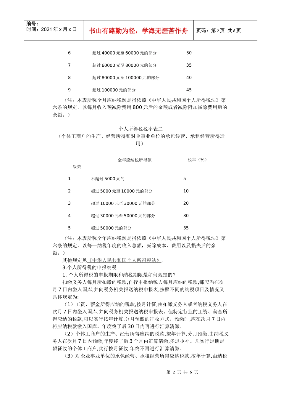 个人所得税税率_第2页
