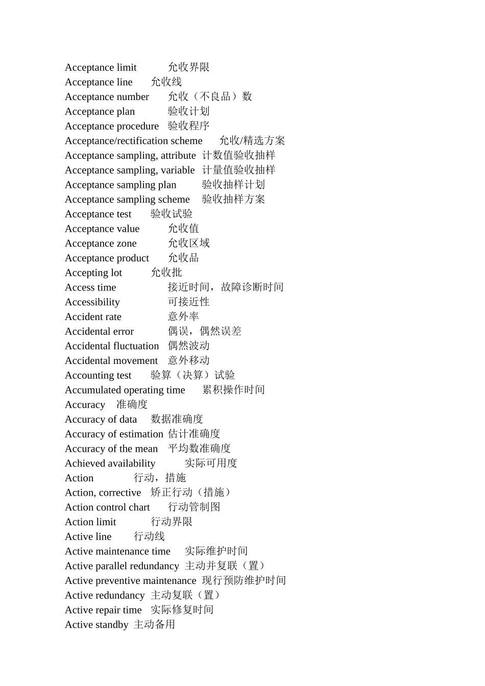 质量英语词汇大全(中英对照)_第2页