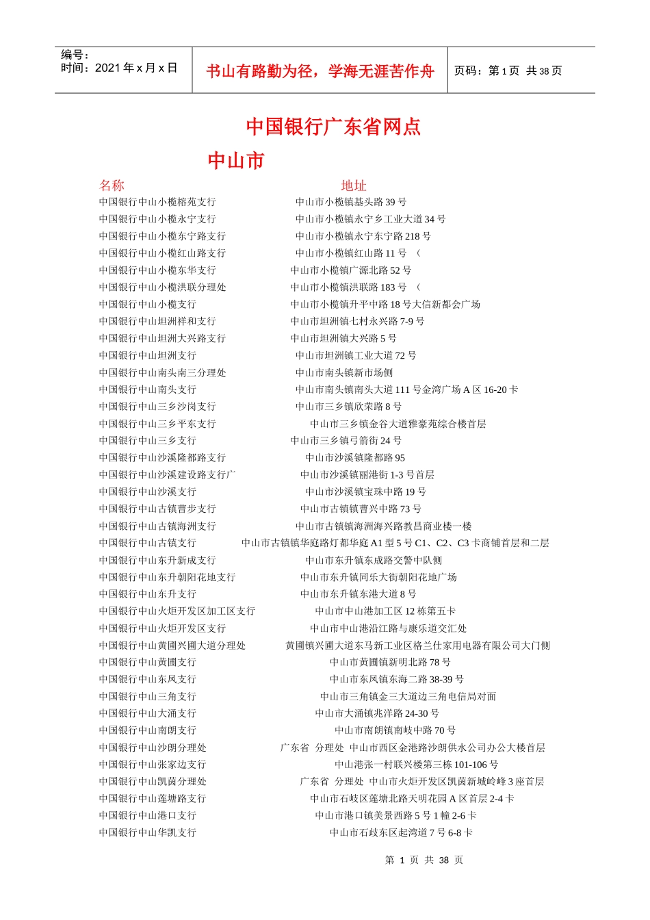 某银行广东省网点_第1页