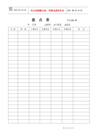 盘点表、领料单、退料单、入库单