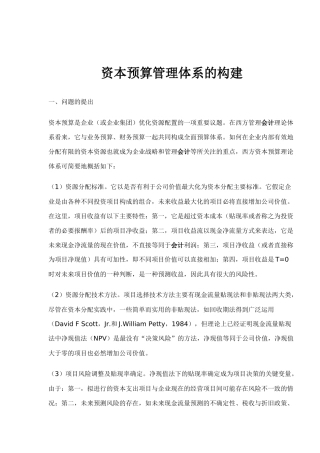 资本预算管理体系的构建( 9)