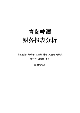 啤酒财务报表综合分析