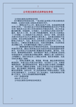 公司党支部形式多样创先争优