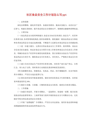 社区食品安全工作计划怎么写ppt 