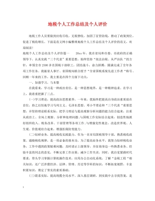 地税个人工作总结及个人评价 