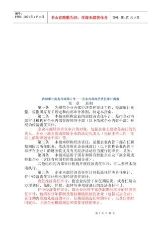 企业内部经济责任审计指导书