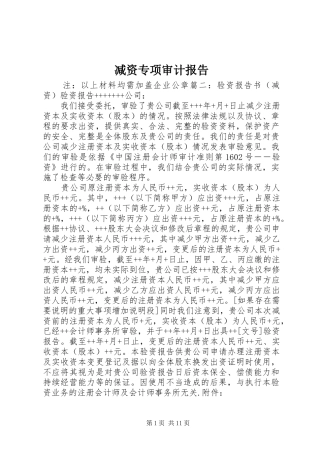 减资专项审计报告