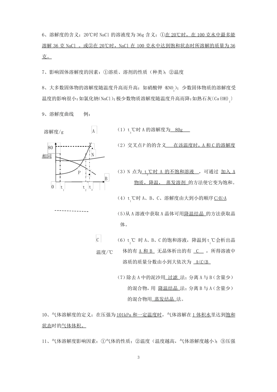 人教版九年级下册化学溶液复习资料知识点总结_第3页