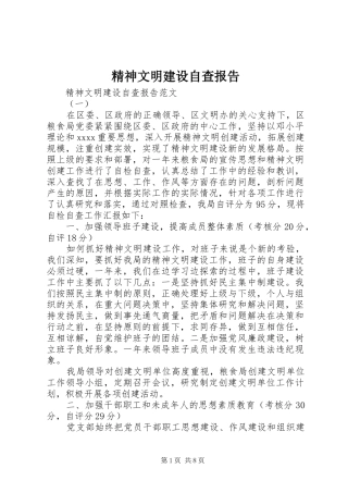 精神文明建设自查报告