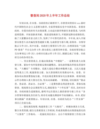 督查局2020年上半年工作总结 