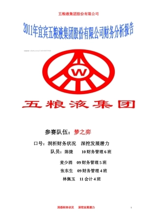 五粮液集团有限公司财务综合分析报告书