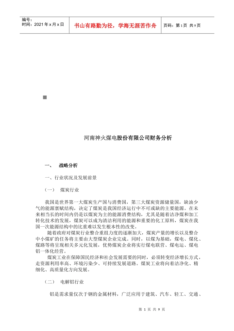河南某公司财务分析_第1页