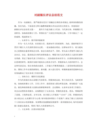 对副镇长评议总结范文 