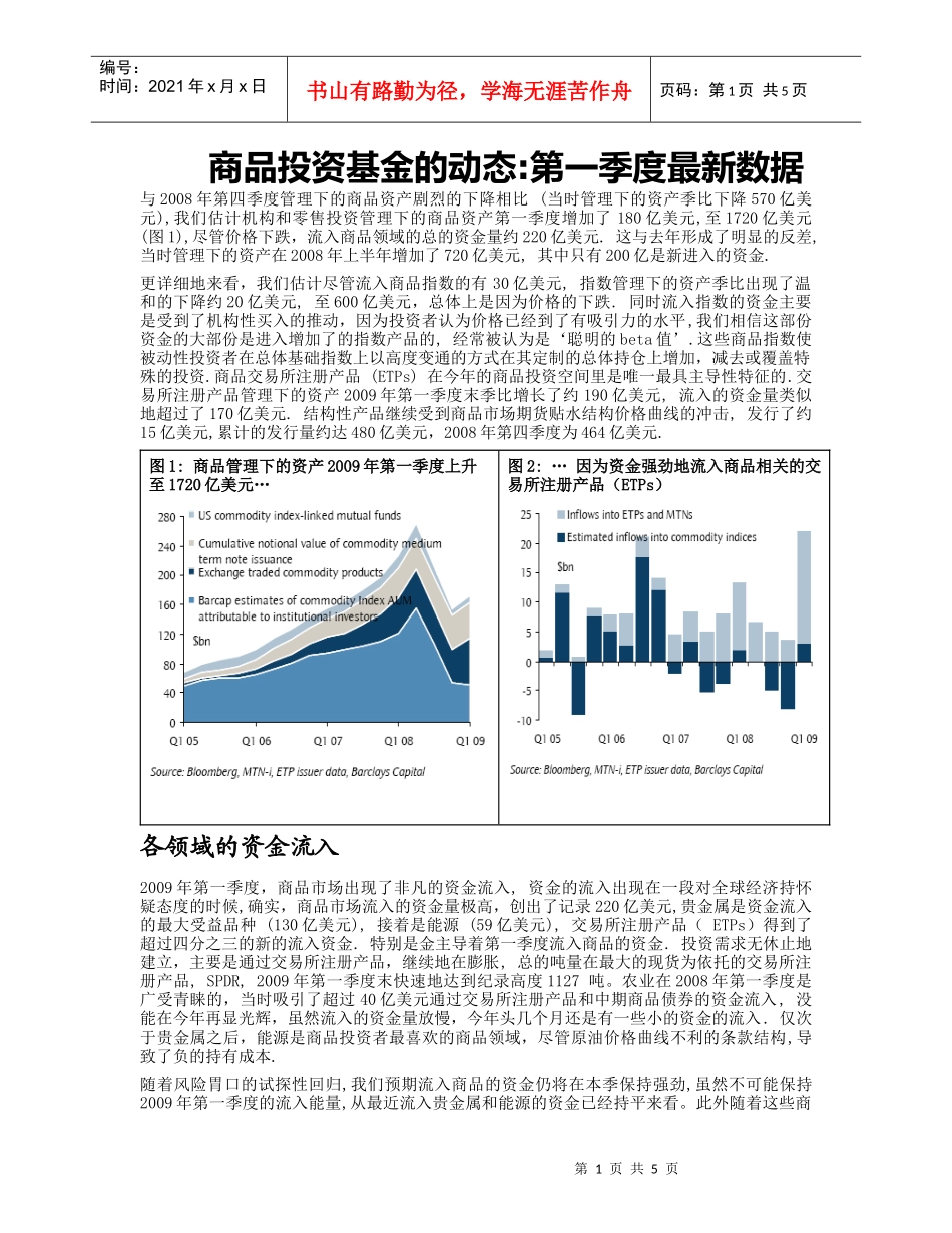商品投资基金的动态第一季度最新数据_第1页